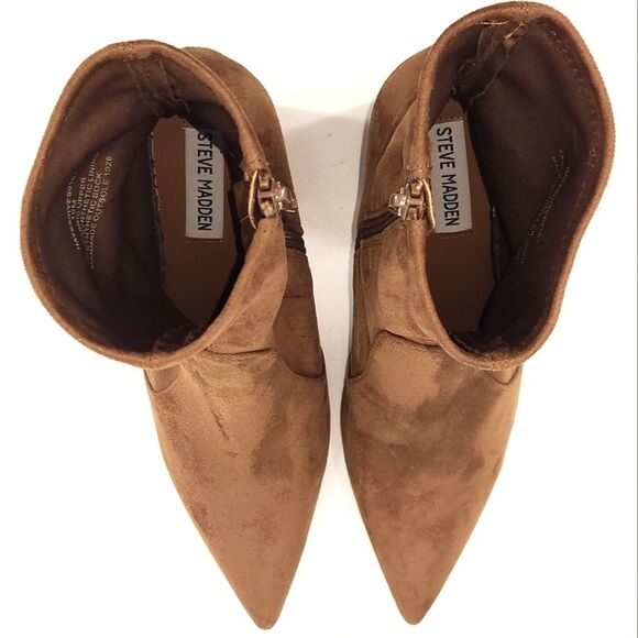 New Steve Madden Hayes Block Heel Brown Faux Suede Booties Boots Womens Size 10 - Picture 7 of 10